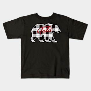 Black And White Buffalo Plaid Tata Bear Shirt Matching Pajama Family Kids T-Shirt